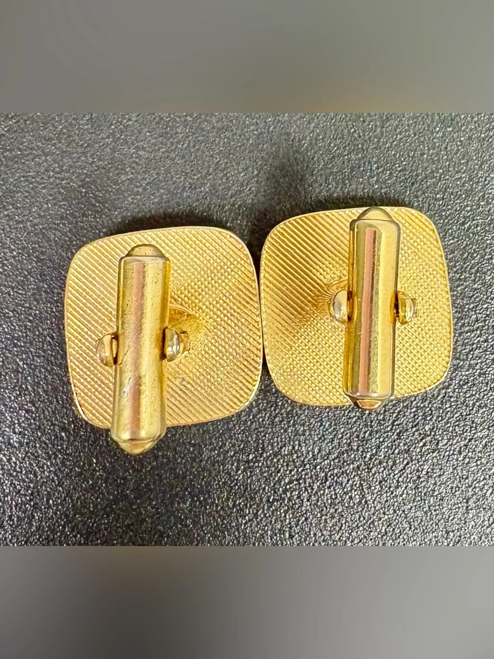 Yves Saint Laurent Vintage Cufflinks, Deep Red Enamel with Gold Trim